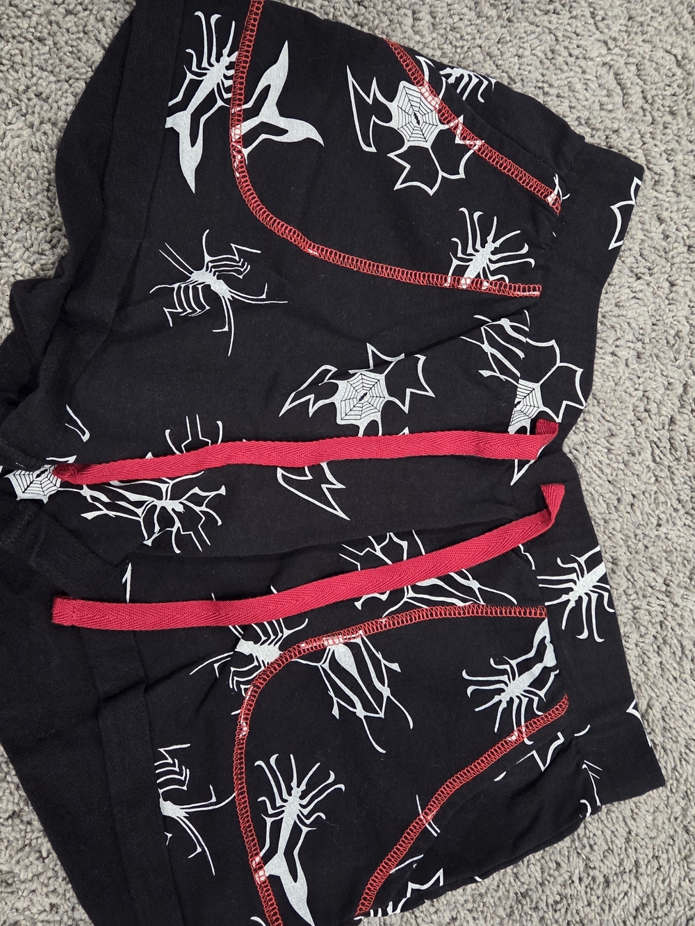 Marvel Women's Black Spider Print Pajama Shorts with Red Trim